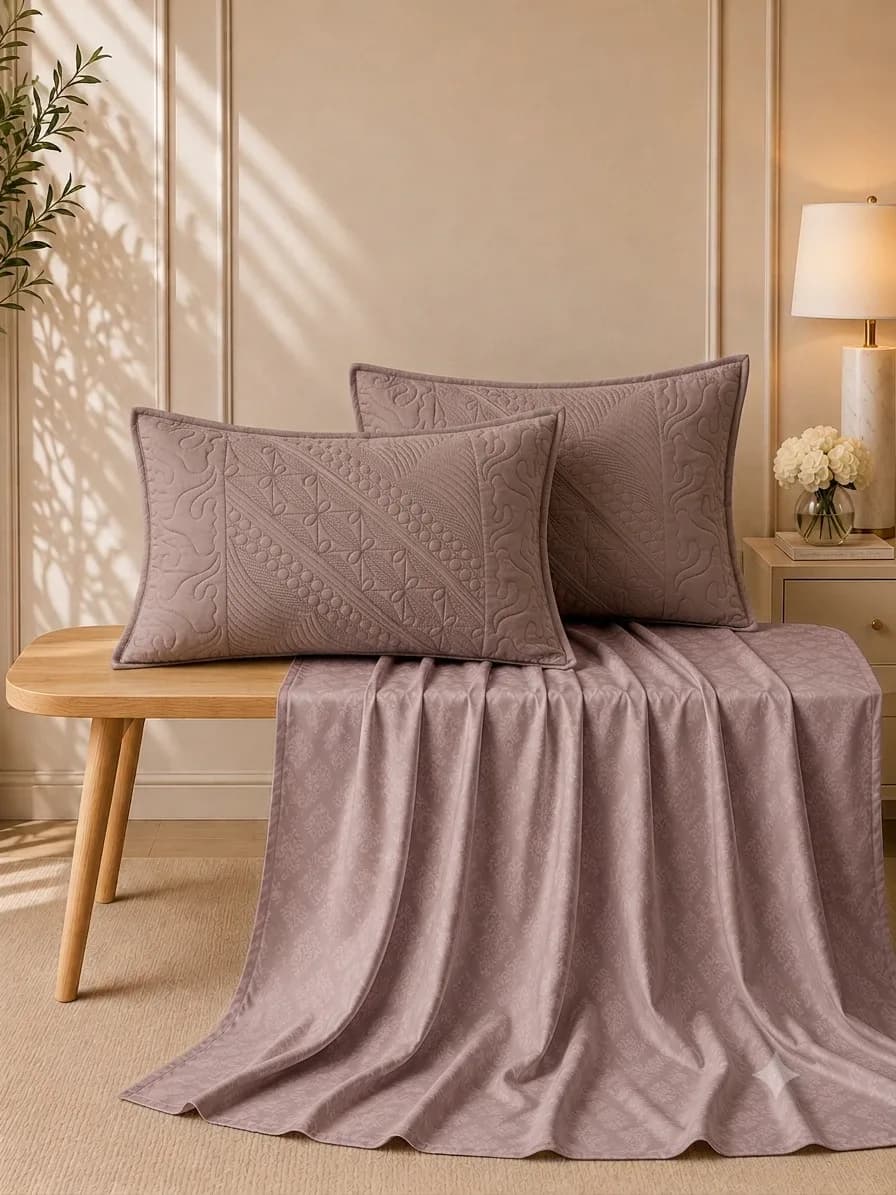 Anokhi 3 Piece Hand Quilted Luxury Bedding Set | 108x108 Inches bedsheet | 19x29 Hand Quilted Pillow Covers