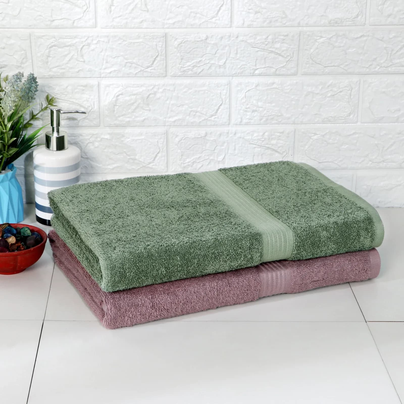 Rise N Shine 100% Pure Cotton Towel | Set of 2 | Unisex | Large Towel | Zero Twist Towel