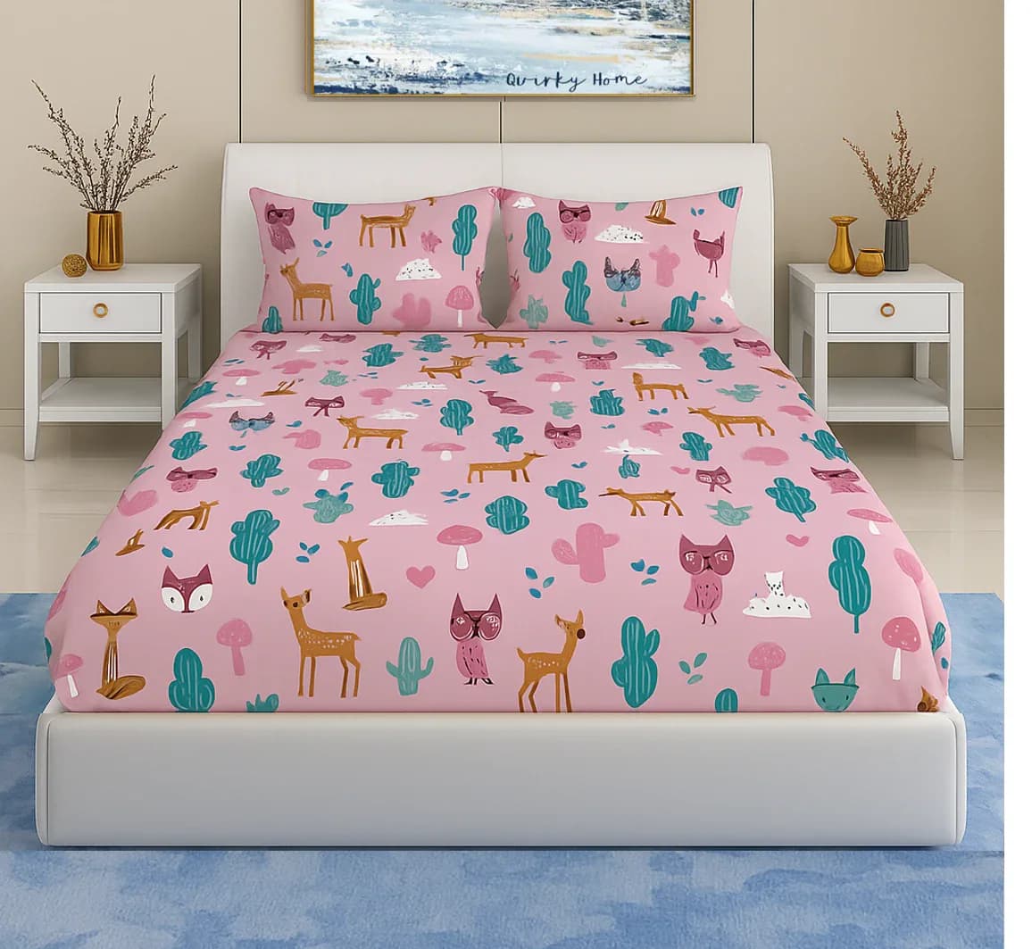 Kids Printed Cloud Cotton Bedsheet with 2 pillow covers